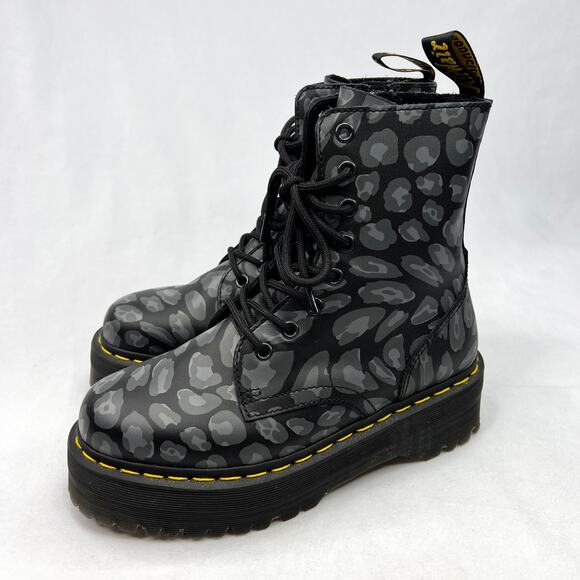 Dr. Martens Black Leopard Jadon Boots 7/38 - Picture 2 of 11